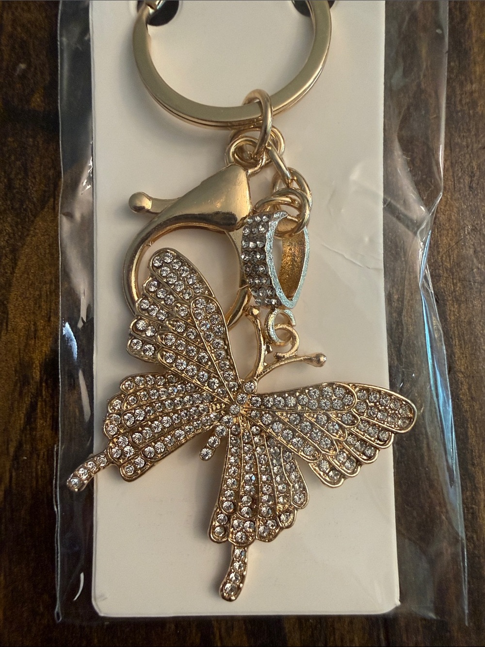 ItGirl Beautiful Goldtone Rhinestone Crystal Butterfly Keychain Charm
